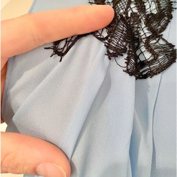 Kobi Halperin Light Blue Blouse with Black Embroidery - Picture 5 of 10